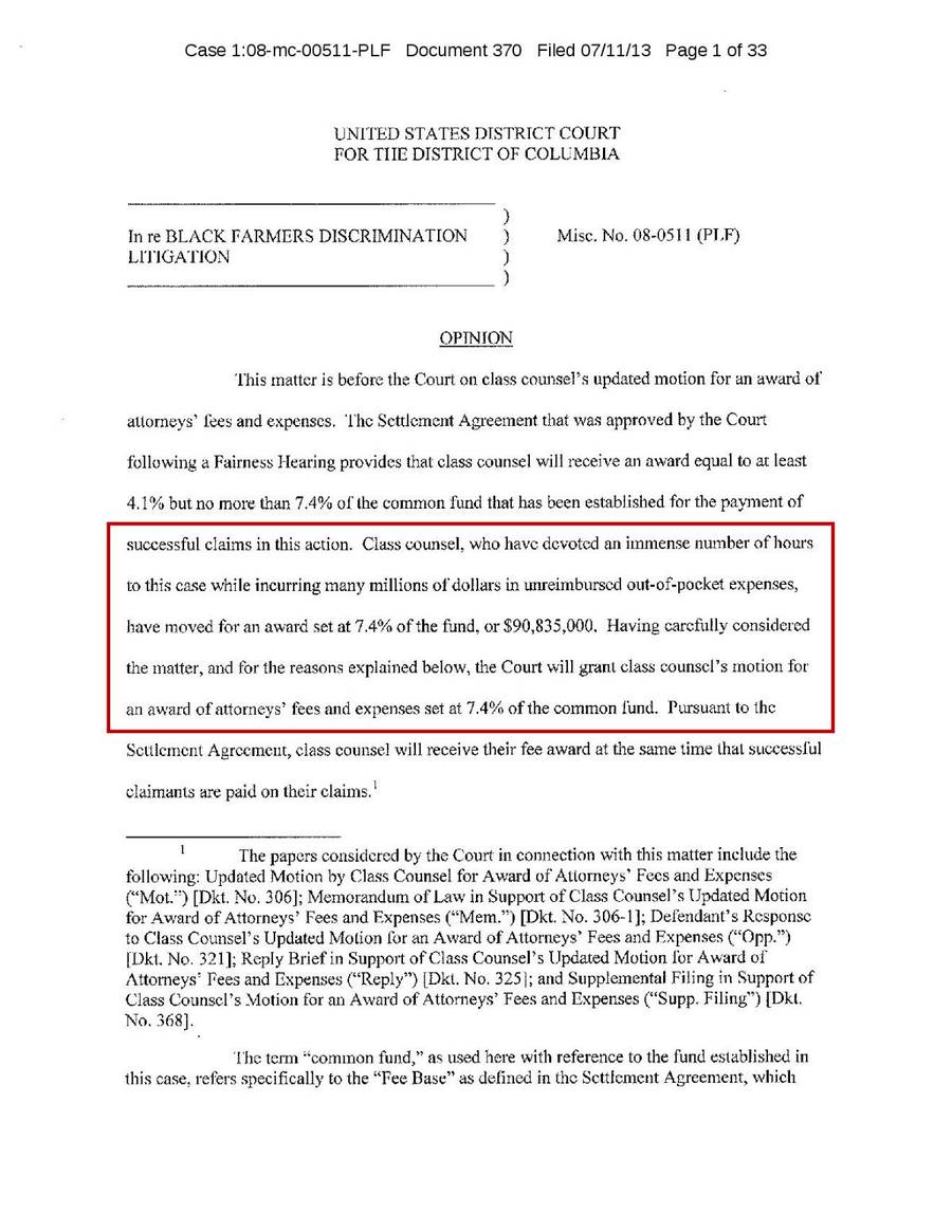 Opinion awarding attorney fees
