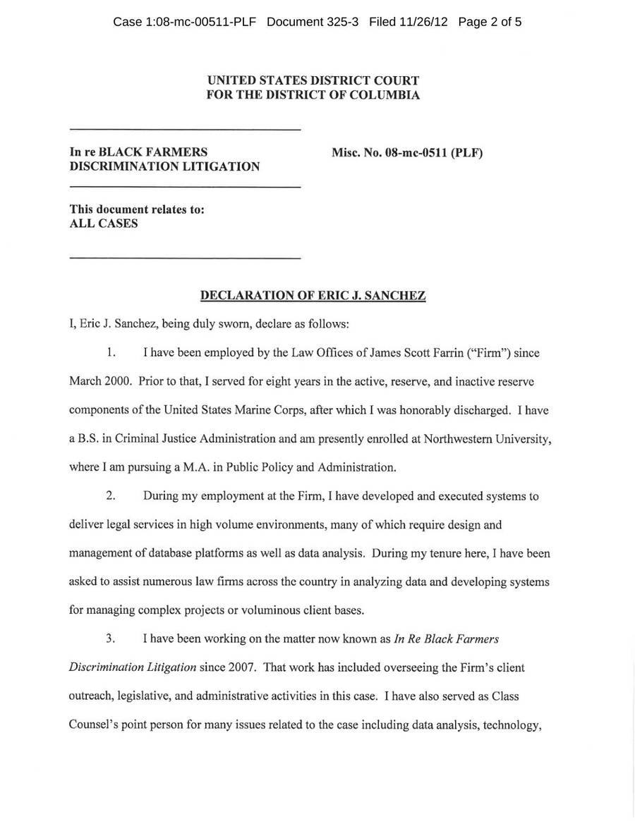 Declaration of Eric J. Sanchez