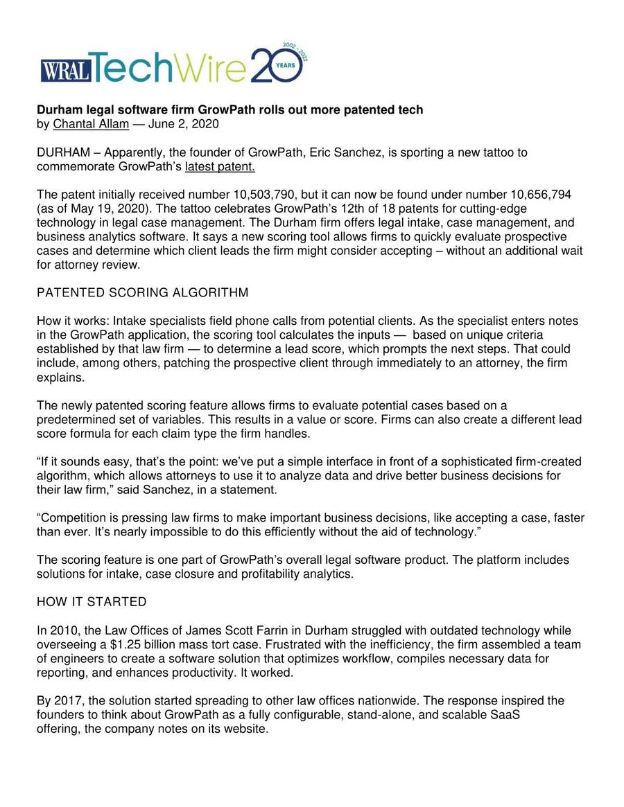 Patent grants reported