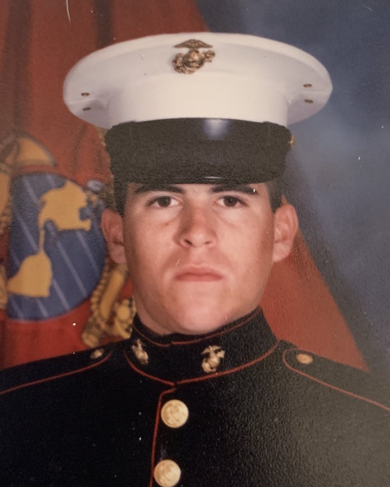Eric Sanchez in Marine Corps dress blues, 1991